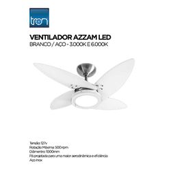 VENTILADOR TETO AZZAM LED 6000 E 3000K BRANCO/AÇO ... - Comercial Leal