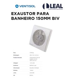 EXAUSTOR DE BANHEIRO E COZINHA 150MM / 127V - 0666 - Comercial Leal