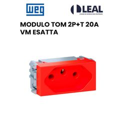 MODULO TOM 2P+T 20A VERMELHA ESATTA - 13128 - Comercial Leal