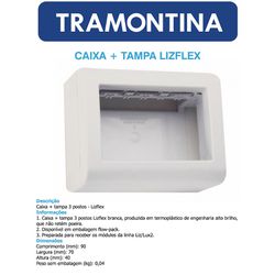 CAIXA SOBREPOR + TAMPA 3 POSTOS - LINHA LIZFLEX - ... - Comercial Leal