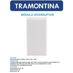 MODULO INTERRUPTOR BIPOLAR SIMPLES 10A 250V - LINH... - Comercial Leal