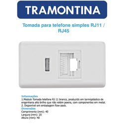 MODULO TOMADA TELEFONE RJ11 - LINHA LIZ - 04126 - Comercial Leal