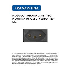MÓDULO TOMADA 2P+T 10A 250V GRAFITE LIZ - 10184 - Comercial Leal
