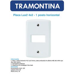 PLACA 4X2 1 POSTO HORIZONTAL - LINHA LUX 2 - 04178 - Comercial Leal