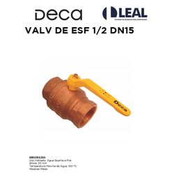 VALV DE ESF 1/2 DN15 DECA - 07806 - Comercial Leal
