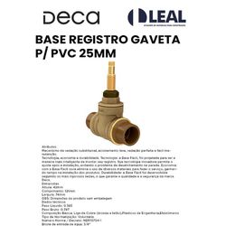 BASE REGISTRO GAVETA P/ PVC 25MM DECA - 10755 - Comercial Leal
