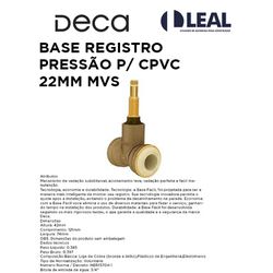BASE REGISTRO PRESSÃO P/ CPVC 22MM MVS DECA - 1075... - Comercial Leal