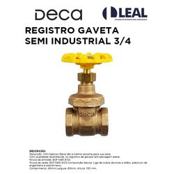 REGISTRO GAVETA SEMI INDUSTRIAL 3/4 DECA - 12278 - Comercial Leal