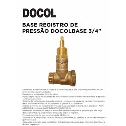 BASE REGISTRO DE PRESSAO 3/4 DOCOL - 09910 - Comercial Leal
