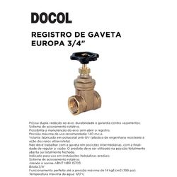 REGISTRO DE GAVETA EUROPA 3/4 DOCOL - 09931 - Comercial Leal