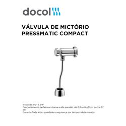 VALVULA DE MICTÓRIO PRESSMATIC COMPACT DOCOL - 100... - Comercial Leal
