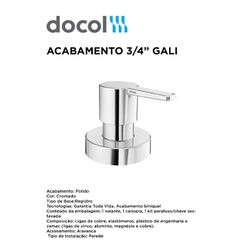 ACABAMENTO PARA REGISTRO 3/4 GALI DOCOL - 11512 - Comercial Leal