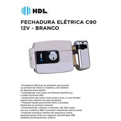 FECHADURA ELÉTRICA HDL 12V - 10668 - Comercial Leal