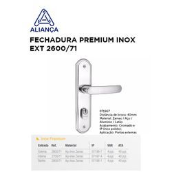 FECHADURA INOX PREMIUM EXT 2600/71 ALIANÇA - 09754 - Comercial Leal