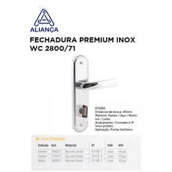 FECHADURA INOX PREMIUM WC 2800/71 ALIANÇA - 09756 - Comercial Leal