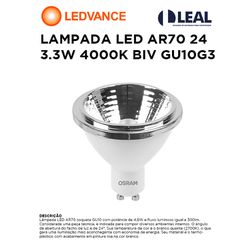 LÂMPADA LED AR70 3.3W 4000K BIVOLT GU10 LEDVANCE -... - Comercial Leal