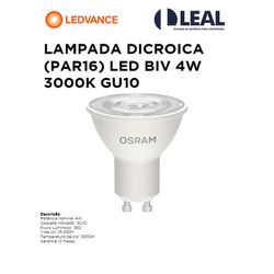 LÂMPADA DICROICA (PAR16) LED BIVOLT 4W 3000K GU10 ... - Comercial Leal