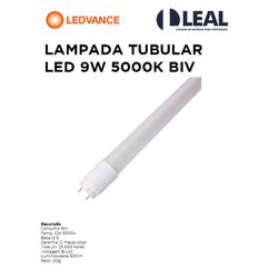 LAMPADA TUBULAR LED 9W 5000K BIVOLT LEDVANCE - 127... - Comercial Leal