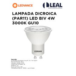 LÂMPADA MINIDICROICA (PAR11) LED BIVOLT 4W 3000K G... - Comercial Leal