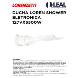 DUCHA LORENZETTI SHOWER ELETRÔNICA 127VX5500W - 11... - Comercial Leal