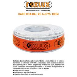 CABO COAXIAL RG6 67% 100M FOXLUX - 07191 - Comercial Leal