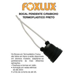 PORTA LÂMPADA COM RABICHO 100W FOXLUX - 08079 - Comercial Leal