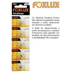 BATERIA ALCALINA 1,5V LR41 CART COM 5 PEÇAS FOXLUX... - Comercial Leal