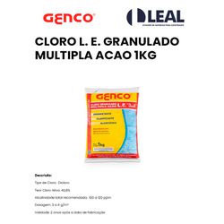 CLORO L. E. GRANULADO MULTIPLA ACAO 1KG GENCO - ... - Comercial Leal