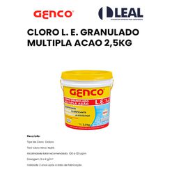 CLORO L. E. GRANULADO MULTIPLA ACAO 2,5KG GENCO ... - Comercial Leal