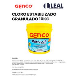 CLORO ESTABILIZADO GRANULADO 10KG GENCO - 14056 - Comercial Leal