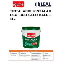 TINTA ACRÍLICA PINTALAR ECO. BRANCO GELO BALDE 15... - Comercial Leal