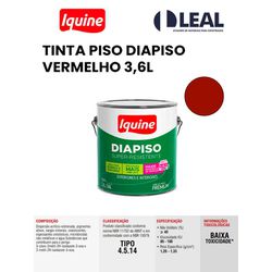 TINTA PISO DIAPISO VERMELHO 3,6L IQUINE - 14108 - Comercial Leal