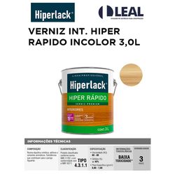 VERNIZ INTERIOR HIPER RÁPIDO INCOLOR 3,0L HIPERLAC... - Comercial Leal