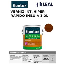 VERNIZ INTERIOR HIPER RAPIDO IMBUIA 3,0L HIPERLAC ... - Comercial Leal