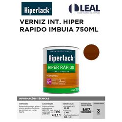 VERNIZ INTERIOR HIPER RAPIDO IMBUIA 750ML HIPERLAC... - Comercial Leal