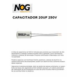 CAPACITOR 20UF 250V NOG (161) - 09819 - Comercial Leal