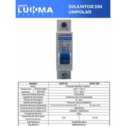 DISJUNTOR DIN UNIPOLAR 25A LUKMA - 05778 - Comercial Leal