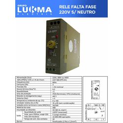 RELE FALTA FASE SEM AJUSTE LK-GFF S/N 220V CAIXA E... - Comercial Leal