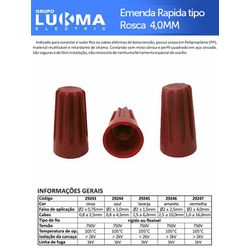 EMENDA RÁPIDA ROSCA CONECTOR DE TORÇÃO VERMELHO 4M... - Comercial Leal