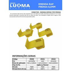 EMENDA RÁPIDA PRENSA AM 4 A 6,0MM LUKMA - 08912 - Comercial Leal