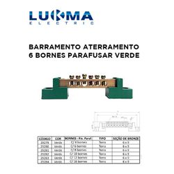 BARRAMENTO ATERRAMENTO COM 6 BORNES PARAFUSAR VERD... - Comercial Leal