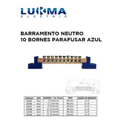 BARRAMENTO NEUTRO COM 10 BORNES PARAFUSAR AZUL LU... - Comercial Leal