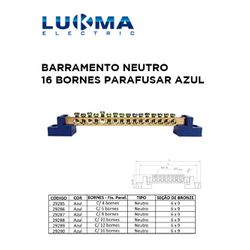BARRAMENTO NEUTRO COM 16 BORNES PARAFUSAR AZUL LU... - Comercial Leal