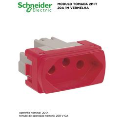 MODULO TOMADA 2P+T 20A VERMELHO MILUZ - 09307 - Comercial Leal