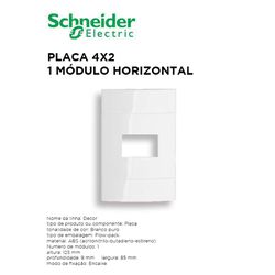 PLACA 4X2 1 MÓDULO HORIZ BRANCO DECOR - 09323 - Comercial Leal