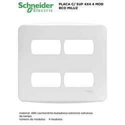 PLACA COM SUPORTE 4X4 4 MÓDULOS BRANCO MILUZ - 093... - Comercial Leal