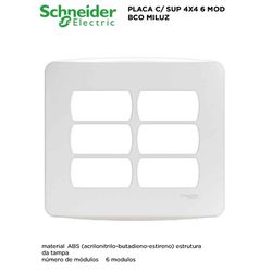 PLACA COM SUPORTE 4X4 6 MÓDULOS BRANCO MILUZ - 093... - Comercial Leal