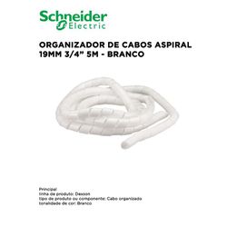 ORGANIZADOR DE CABOS ESPIRAL BRANCO 19MM 3/4