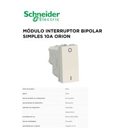 MODULO INTERRUPTOR BIPOLAR SIMPLES 10A BRANCO ORIO... - Comercial Leal