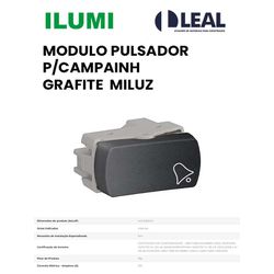 MODULO PULSADOR PARA CAMPAINHA GRAFITE MILUZ - 13... - Comercial Leal